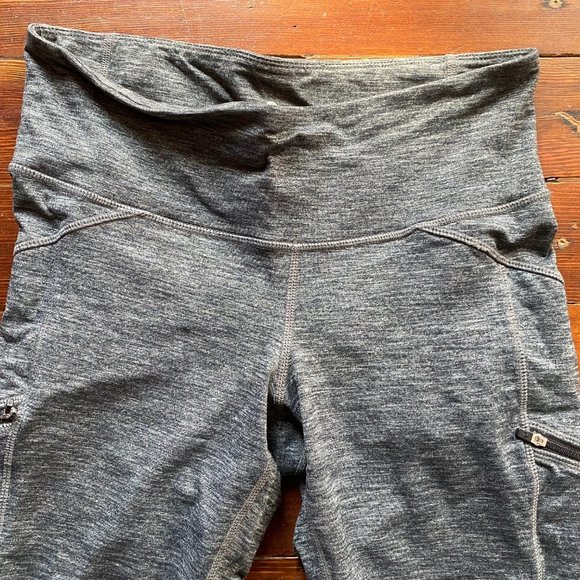 Athleta zippered pockets grey marled straight yoga leggings S - Picture 2 of 6